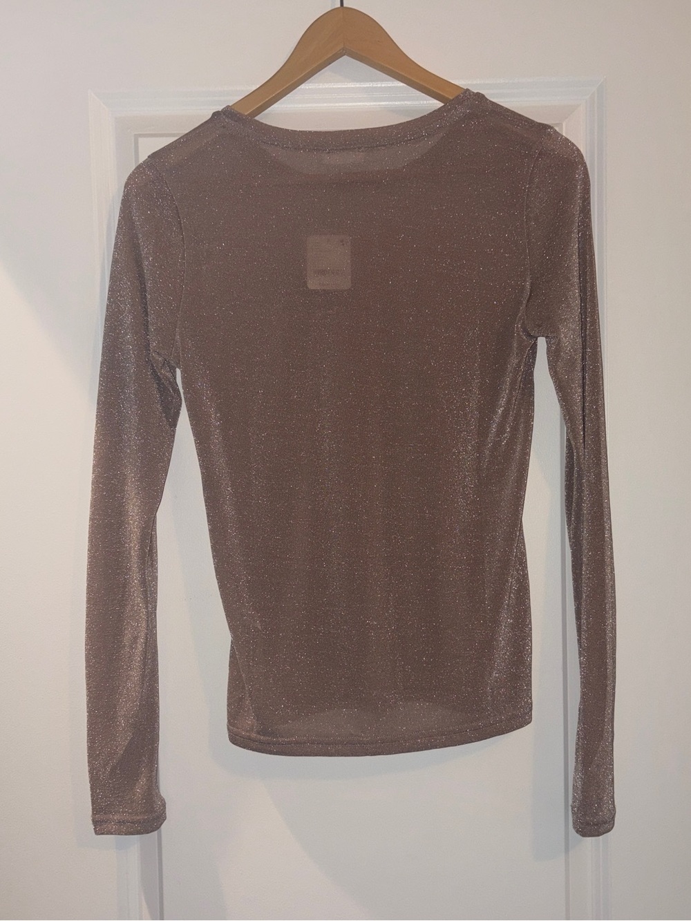 Free People | NWT Mauve Sparkle Knit Sheer Layering Top - Picture 3 of 4